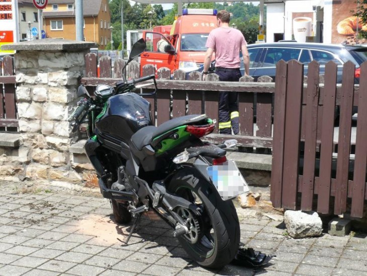 Das Unfallmotorrad. Foto: K. Bub