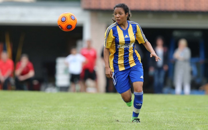 Abstiegskampf hinter der Haupttribüne: Gia Corley hat am Samstag möglicherweise zum letz­ten Mal für die Jungs des 1. SC Feucht gespielt.