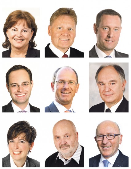 Von links oben nach rechts unten: Marlene Mortler, Norbert Dünkel, Armin Kroder, Alexander Horlamus, Benedikt Bisping, Klaus Hacker, Martina Baumann, Achim Dobbert, Karl-Heinz Herrmann.