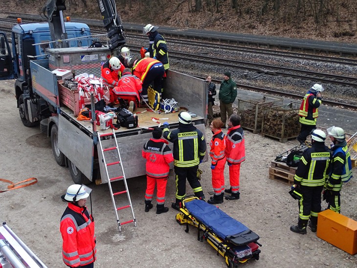 Bei dem Arbeitsunfall in Rückersdorf wurde ein 57-Jähriger lebensgefährlich verletzt.