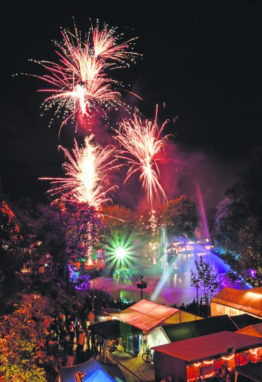 Einer der Höhepunkte des Fests war wieder das große Feuerwerk am Weiher. Foto: Bauer