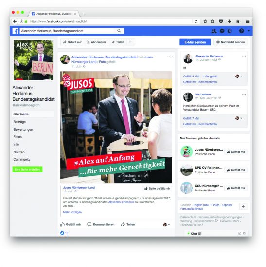 Alexander Horlamus auf Facebook: Der SPD-Kandidat pflegt seine Seite „zu 95 Prozent selbst“, sagt er. Hin und wieder helfen die Jusos aus.