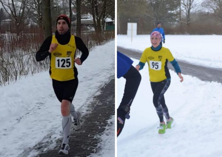 Andreas Nägelein gewann nicht nur die MTP-Vereinsmeisterschaft, sondern auch die Halbmarathon-Wertung beim „Weinturmlauf“(links). Katrin Fecher sicherte sich mit ihrem  „Pacemaker“ Rainer Mutzke den MTP-Damentitel.