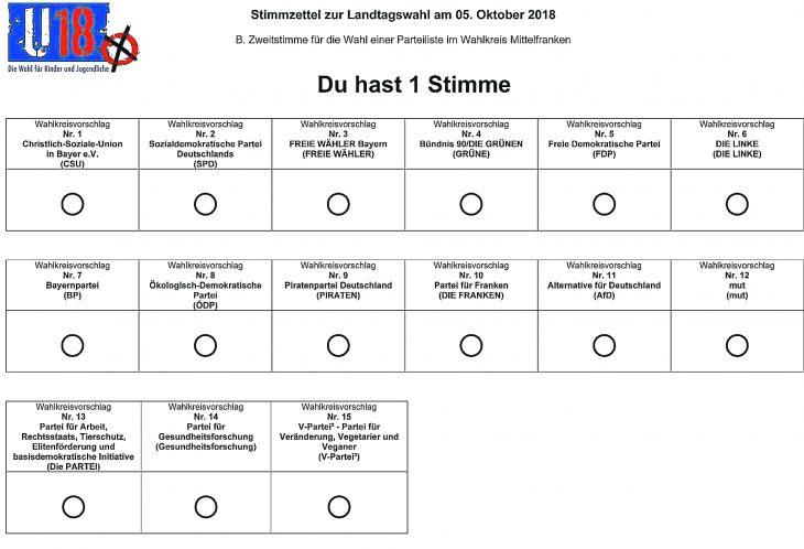 So sieht der Stimmzettel für die U18-Wahl aus.