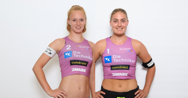Viktoria Seeber (links) und Lisa Arnholdt sind bereit für die Techniker Beach Tour in Münster.