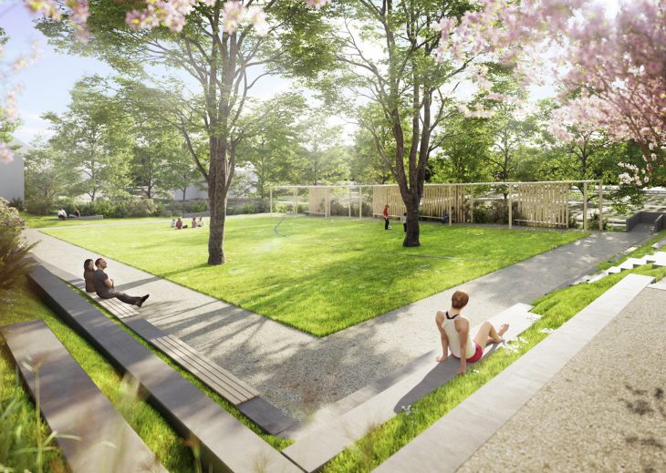 Blick in den Stadtgarten Rosenau, das ist der Arbeitstitel für den Graffiti-Park, mit dem Landschaftsarchitekt Jürgen Wollborn plant. Das Konzept ist die abgespeckte Version einer ersten Planungsvariante - ohne Rutsche, Pavillon und Blumenbeete. Grafik WLG Landschaftsarchitekten Architektur