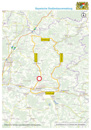 Das Staatliche Bauamt Nürnberg schickt Autofahrer wegen der Straßensanierung zwischen Kühnhofen und Kleedorf ab Montag auf eine lange Umleitung.