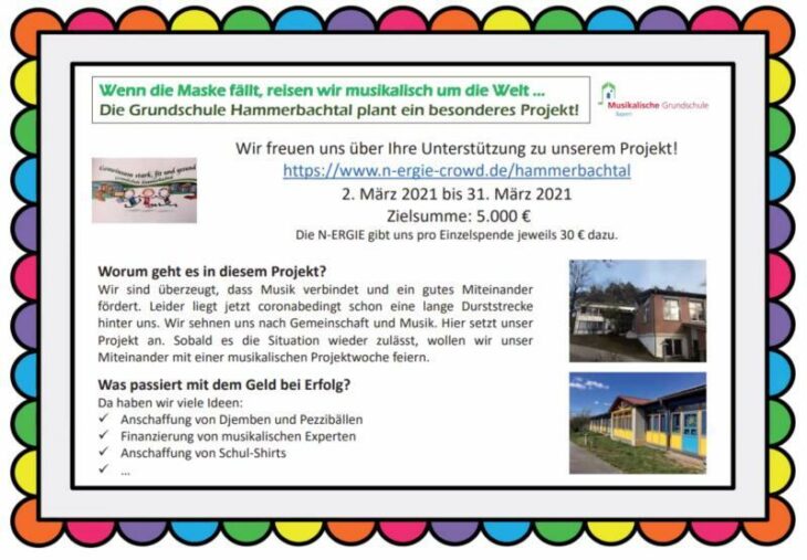 Mit diesem Flyer – gesponsert von der Raiffeisenbank – wirbt die Grundschule für ihre Spendenaktion.