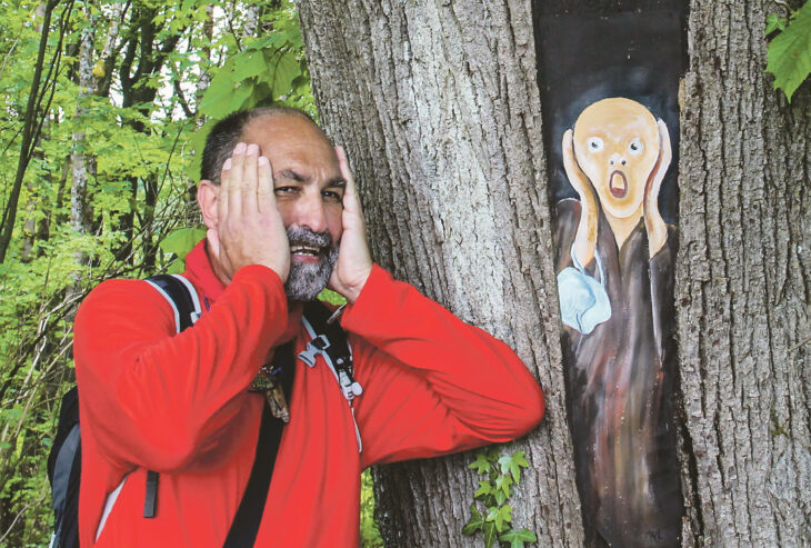 Klaus Götz aus Neustadt/Aisch kam bei seiner Wanderung am Bild „Der Schrei“ an der Schlossbergruine vorbei.