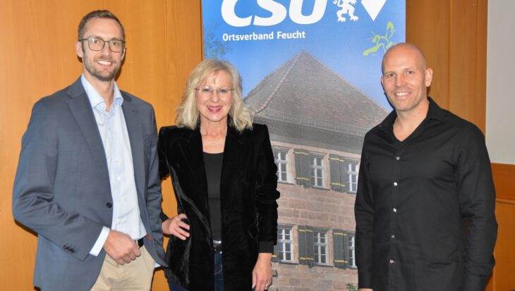 Gerrit Wust, Gerlinde Mathes und Harald Danzl (von links) beim Informationsabend der Feuchter CSU.