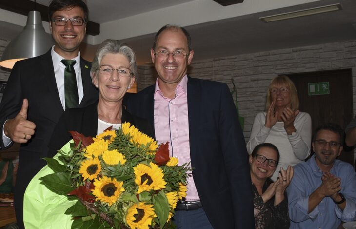 Ein Bild aus vergangenen Tagen: 2017 war Gabriele Drechsler Bundestagskandidatin der Grünen. Das Bild zeigt sie auf der damaligen Wahlparty, rechts neben ihr Benedikt Bisping.