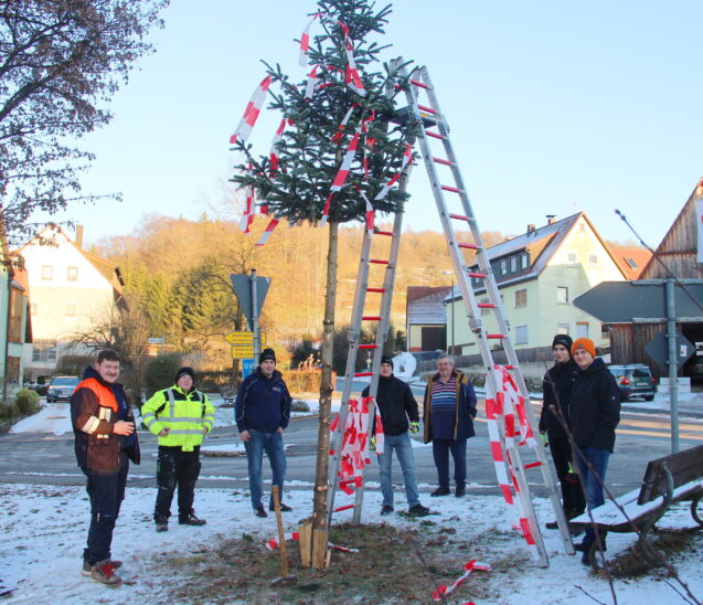 Aus dem Christbaum im Dorf haben die Diepoltsdorfer kurzerhand einen Kirchweihbaum gemacht – mit dazugehörigem Fest.