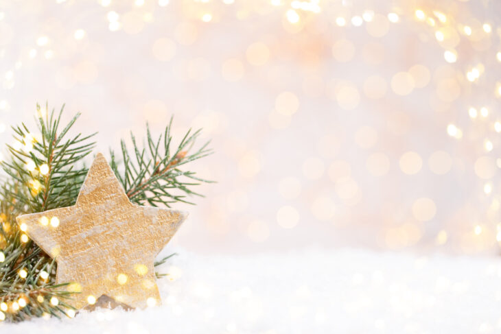 Christmas greeting card with christmas rustic decorations.