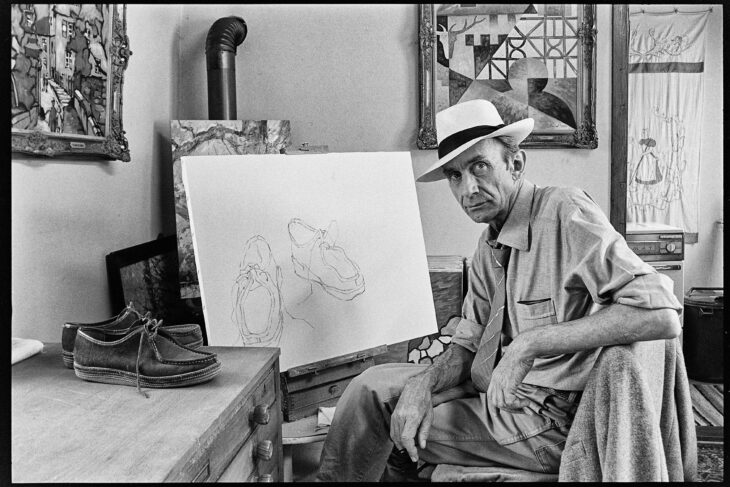 Der Hersbrucker Maler Frieder Sand in seinem Atelier im Mauerweg im Jahr 1986.