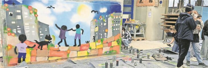Beim Projekttag entstand auch dieses großformatige Graffiti.