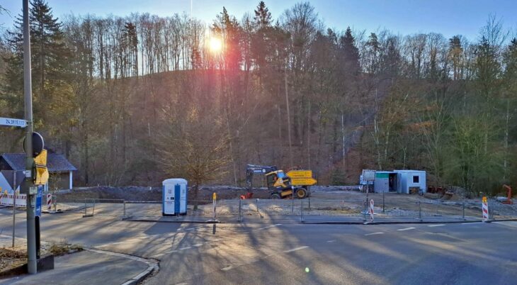 Die Baustelle für das neue Regenrückhaltebecken. Es hat ein Volumen von 263 Kubikmetern.