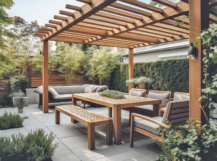 Mit gemütlichen Möbeln und ansprechenden Pfl anzen lässt sich ein Outdoor- Wohnzimmer schaffen, in dem man sich während der Sommermonate rundum wohlfühlt. Foto: AdobeStock_598433302