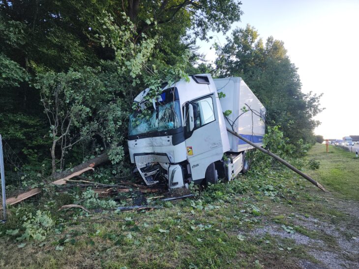 Der Kraftfahrer erlitt leichtere Verletzungen und wurde in ein nahegelegenes Krankenhaus gebracht.