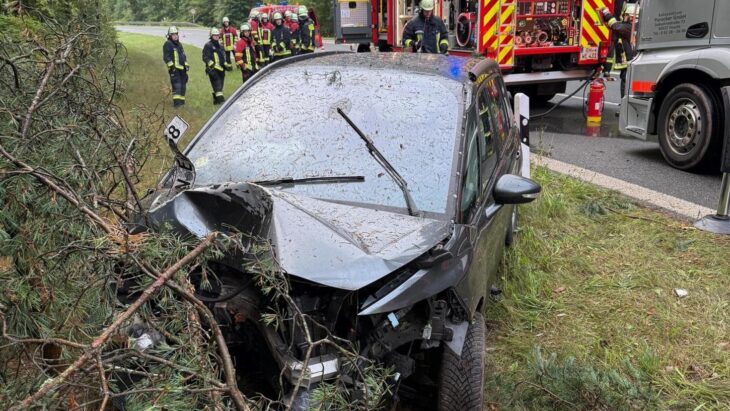 Ein Autofahrer verunglückte am Samstagmorgen auf der A73 zwischen Wendelstein und Feucht. Offenbar verlor er im Kurvenbereich die Kontrolle - und prallte gegen eine Baumgruppe.