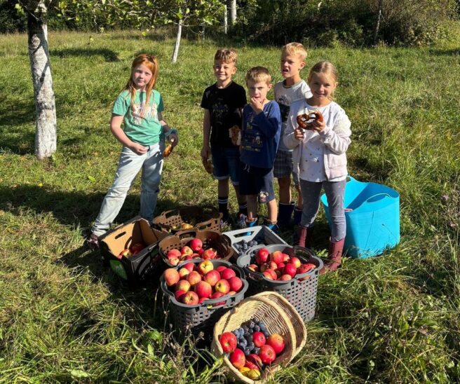 Stolz zeigten die Ottensooser Kinder ihren Ernteertrag.