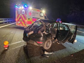 Die drei Insassen des Fahrzeugs wurden leicht verletzt.