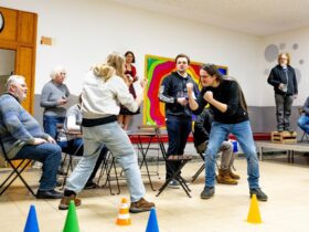 Probe in Altdorf: Die Wespen bereiten sich auf ihre große Jubiläumsinszenierung vor.