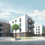 Appartmenthaus mit Holzelementen