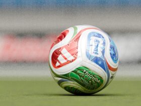 Ball zur Fußball-WM auf dem Rasen