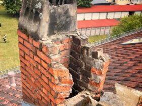 Der Kamin wurde durch den Blitzeinschlag stark beschädigt.