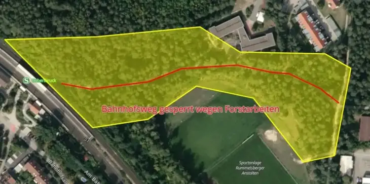 Von 30. Juni bis 3. Juli finden in Rummelsberg entlang des Bahnhofswegs in Richtung Schwarzenbruck ab der Kindertagesstätte Waldwichtel Forstarbeiten statt.