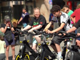Cycling war eine der zehn Fitness-Stationen bei der Gewo-In-Challenge.