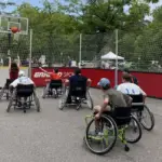 Beim Rollstuhlbasketball ging es hin und her. Auf eine Siegerehrung aber wurde seitens der Ausrichter bewusst verzichtet.