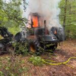 Beim Eintreffen der alarmierten Feuerwehren aus Behringersdorf und Schwaig stand die Maschine bereits in Vollbrand.