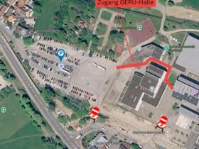 Lageplan der GERU-Halle neben dem Parkplatz am Plärrer in Hersbruck.
