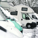 Snowy motorhome parking in winter