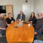 Bürgermeister Thomas Lang (Mitte) mit den neuen Schulleitungen der Laufer Bertleinmittelschule, von links, Alexander Haas und seine kommissarische Stellvertreterin Sonja Salb, und der Kunigundenmittelschule, von links, stv. Schulleiterin Lisa Albert und Schulleiter Holger Wunderlich.
