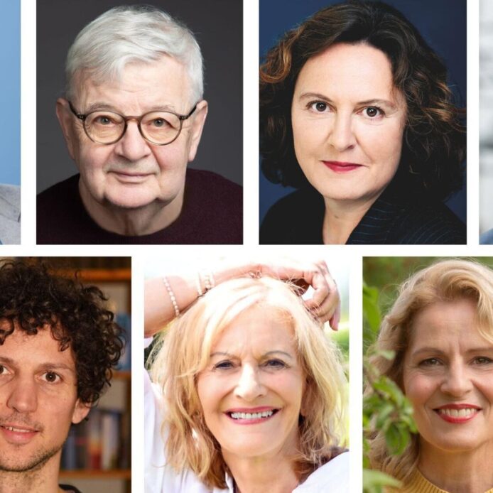Die Protagonisten des ersten Literatur- und Kulturherbsts in Eckental (oben von links): Prof. Dr. Dietrich Grönemeyer, Joschka Fischer, Jana Hensel, Rainer Maria Schießler; (untere Reihe von links): Lucas Fassnacht, Gaby Hauptmann und Martina Bogdahn.