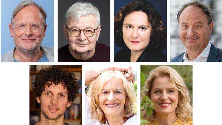 Die Protagonisten des ersten Literatur- und Kulturherbsts in Eckental (oben von links): Prof. Dr. Dietrich Grönemeyer, Joschka Fischer, Jana Hensel, Rainer Maria Schießler; (untere Reihe von links): Lucas Fassnacht, Gaby Hauptmann und Martina Bogdahn.