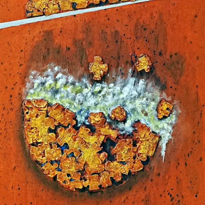 Dieses Werk ziert das Plakat Jubiläumsausstellung mit dem Titel „Sechs Dimensionen der Kunst“.