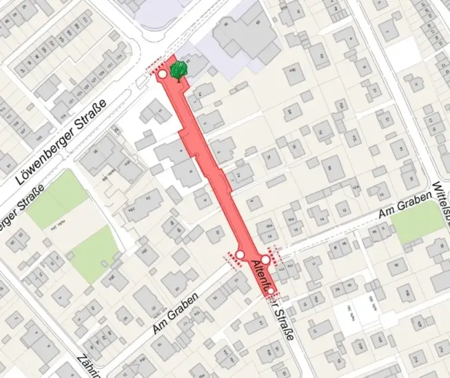 Dieser Bereich in der Altenfurter Straße wird ab Montag, 5. Oktober, gesperrt.