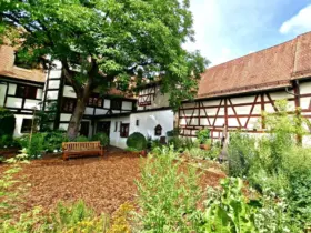 Eine versteckte Oase der Stille inmitten der Altstadt: das Altdorfer Doktorsgärtlein hinter dem Museum in der Neubaugasse.